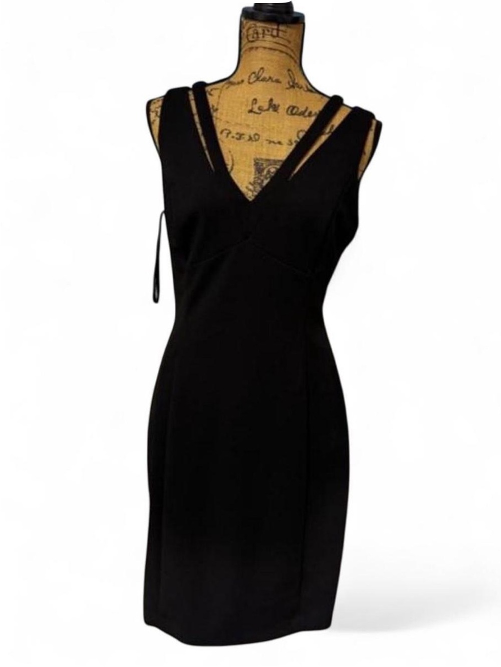 Guess Black One-Shoulder V-Neck Sheath Dress
